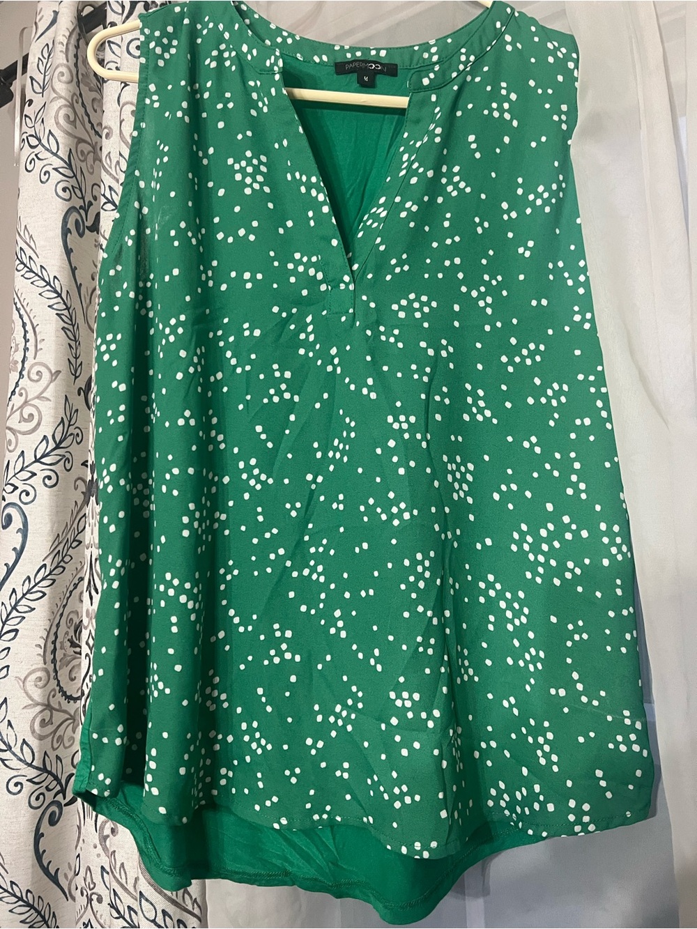 Papermoon Emerald Green Polka Dot V-Neck Top